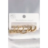 316L Çelik Gold Renk Altıgen Halka Model Kadın Küpe Seti