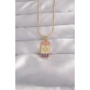 316L Çelik Gold Renk Karışık Mineli Ay Figür Tarot Kolye