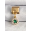 316L Çelik Gold Renk Sallantı Yeşil Zirkon Taşlı Nomination Charm