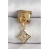 316L Çelik Gold Renk Sallantı Zirkon Taşlı Çiçek İşlemeli Nomination Charm