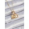 316L Çelik Gold Renk Zirkon Taşlı Sonsuzluk Kalp Figür Charm Model Kadın Kolye