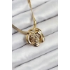 316L Çelik Gül Figürlü İtalyan Zincir Model Gold Renk Kadın Kolye