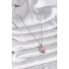 316L Çelik Gümüş Renk Daire Pembe Sedefli Model Kadın Kolye
