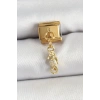 316L Çelik Sallantılı Zirkon Taşlı Çiçek Model Gold Renk Nomination Charm