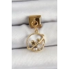 316L Çelik Sallantılı Zirkon Taşlı Satürn Model Gold Renk Nomination Charm