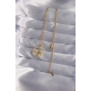 316L Çelik Zincir Gold Renk Zirkon Taşlı Yıldız Figürlü Oval Kolye