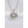 316L Çelik Zincir Gümüş Renk Kalp Güneşi Tasarımlı Kolye