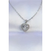 316L Çelik Zincir Gümüş Renk Zirkon Taşlı Charm Kalp Kolye