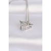 316L Çelik Zincir Gümüş Renk Zirkon Taşlı Kanatlı Kalp Kolye