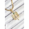 316L Çelik Zirkon Taşlı Melek Model Gold Renk Kadın Kolye