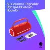 360 RGB LEDli Taşınabilir Bluetooth Hoparlör – Kırmızı, USB/TF Destekli