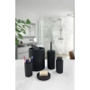5 Parça Siyah Çizgili Yuvarlak 5li Eco Banyo Seti Çöp Kovası Tuvalet Fırçası Sabunluk Diş Fırçalık