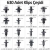 630 Adet Trim Klips Seti – Oto Panel, Kapı Döşeme, Tampon ve Pervaz İçin Evrensel Raptiye Bağlantı Elemanları (5047)