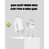 67W Süper Hızlı Şarj Adaptörü ve Kablo Seti – Güvenli, Kompakt ve Ergonomik Tasarım