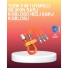 Çinko Alaşımlı Uçlu 120 W Şarj Kablosu – Dolaşmaya Dayanıklı 1,2 m USB Kablo
