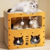 Ahşap İki Katlı Tırmalamalı Kedi Oyun Evi