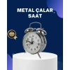 Alarmlı Dekoratif Yuvarlak Masa Saati Gümüş Renk Sessiz ve Işıklı