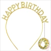 Altın Gold Renk Kristal Taşlı Parlak Happy Birthday Taç 16x17 cm (5047)