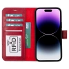 Apple iPhone 15 Plus Uyumlu Deri Cüzdanlı Kılıf MWWN V4EF Kırmızı