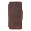 Apple iPhone 16 Pro uyumlu, Hakiki Deri, El Yapımı, Cüzdanlı Kılıf, Antik Kahve