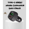 Araç Tipi Hızlı Şarj Adaptörü Type-C PD USB Çift Port Kompakt