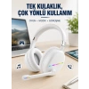 Beyaz Kablosuz Bluetooth Kulaklık Mikrofonlu Ergonomik Kulak Üstü Tasarım
