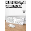 Beyaz Kablosuz Klavye Fare Seti Kablosuz Fare USB Alıcı PC Uyumlu