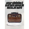 Bluetooth Hoparlör Ahşap Renk Vintage Işıklı Nostaljik Radyo Fm Ahşap Görünümlü