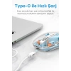 Bluetooth USB Çift Modlu Sessiz Mouse, Şeffaf Mıknatıslı Kapaklı, Type-C Şarjlı, DPI Ayarlı, Kablosuz 10m Çekim Mesafeli, Masaüstü Kısayol Tuşlu, Taşınabilir Şarjlı Mouse Siyah