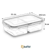 BUFFER® 2 Bölmeli Sızdırmaz Contalı Kilitli Kapaklı 1 Litre Erzak Saklama Kabı -LC505