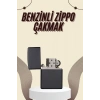 Çakmak Parlak Siyah Benzinli Çakmak Cep Boy Doldurulabilir