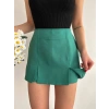Çift yırtmaçlı atlas şort etek yeşil s240364