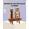Dekoratif Ahşap Kum Saati ve Deniz Feneri Figürlü Masa Süsü – Şık ve Fonksiyonel Tasarım