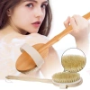 Doğal At Kılı Selülit Karşıtı Sapı Çıkabilen Ahşap Banyo Fırçası (5047)