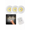 Dolap Işığı Mutfak Rafı Işığı Uzaktan Kumandalı 3 Lü Spot Led Lamba