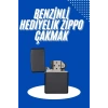 Doldurulabilir Siyah Benzinli Çakmak Metalik