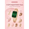 Dört Kordon Seçenekli Mini Akıllı Saat Bildirim Ve Spor Takip Özellikli Kullanım Seti