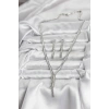 Gümüş Renk Baget Zirkon Taşlı Kadın Kolye Küpe Set