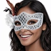 Gümüş Renk Tüylü Balo Maskesi