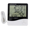 İç ve Dış Ortam Sıcaklığını Ölçebilen LCD Ekran Saat Göstergeli Alarmlı Nem Ölçer Termometre (5047)