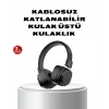 Kablosuz Kulak Üstü Bluetooth Kulaklık Güçlü Bas ve Katlanabilir Tasarım