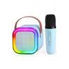 Karaoke Kablosuz Hoparlör Mikrofonlu Rgb Işıklı Bluetooth Speaker Tf Kart/usb Mavi