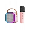 Karaoke Kablosuz Hoparlör Mikrofonlu Rgb Işıklı Bluetooth Speaker Tf Kart/usb Pembe