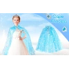 Karlar Ülkesi Elsa Frozen Mavi Pelerin – 80 cm Kar Desenli Çocuk Pelerini ( Taç Hariç ) (5047)