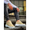 KB-056 Kuback Bej Süet Beyaz Yüksek Taban Günlük Spor Ayakkabı