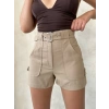 Kemer detaylı gabardin şort bej s25289
