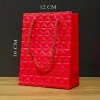 Kırmızı Geometrik Desenli Mini Boy Karton Hediye Çantası