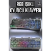 Led Işıklı Oyuncu Klavye Usb Girişli RGB Işıklı Q Klavye Mouse Hediyeli