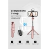 Led Işıklı Selfie Çubuğu Bluetooth Kumandalı Kablosuz Tripot Selfie Monopod Selfie Stick (Pembe)