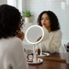 LED Işıklı Yuvarlak Makyaj Aynası – Dokunmatik Ayarlanabilir Işık Tonlu, 360 Derece Döner Masaüstü Profesyonel Makyaj ve Cilt Bakım Aynası (5047)